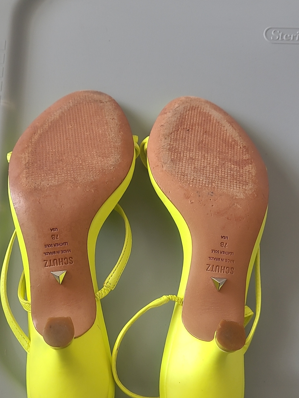 Schutz Neon Yellow Strappy Heel Sandals for Women Size 7 - Picture 6 of 7
